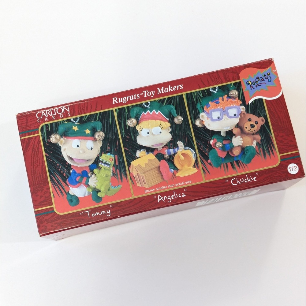 Vtg RUGRATS Nickelodeon Angelica Chuckie Tommy 3 Pc Ornament Set 1998 Orig Box